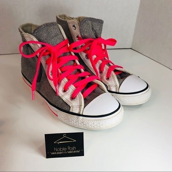Converse High Top Gray Glitter Sneakers - Picture 1 of 7